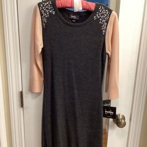 Embellished Sweater Dress, Pink & Gray, by & by, size small